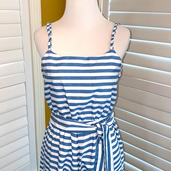 Striped Blue/White Jumpsuit Size Medium - Picture 3 of 6